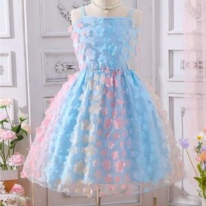 🖤 FREE 🖤 SHEIN - Girls Floral Appliqué Overlay Camo Dress